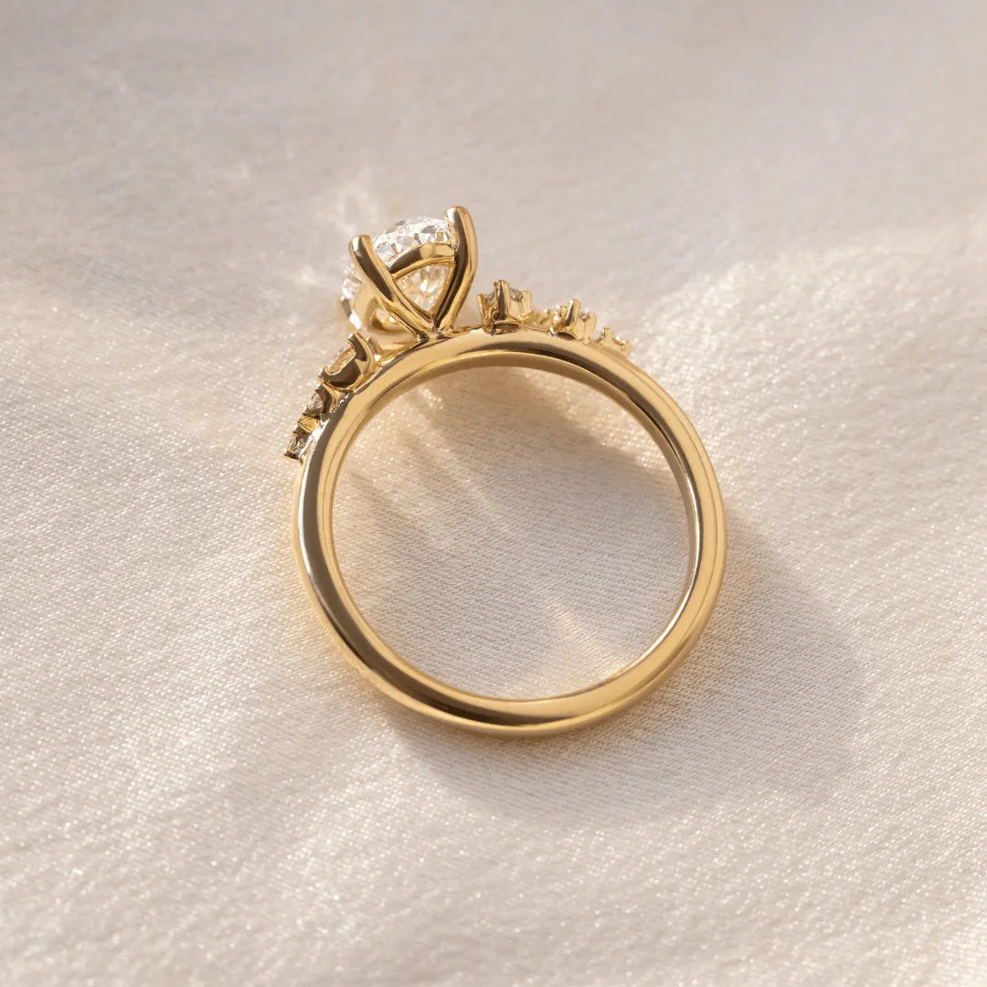 Oval Diamond Cluster Engagement Ring