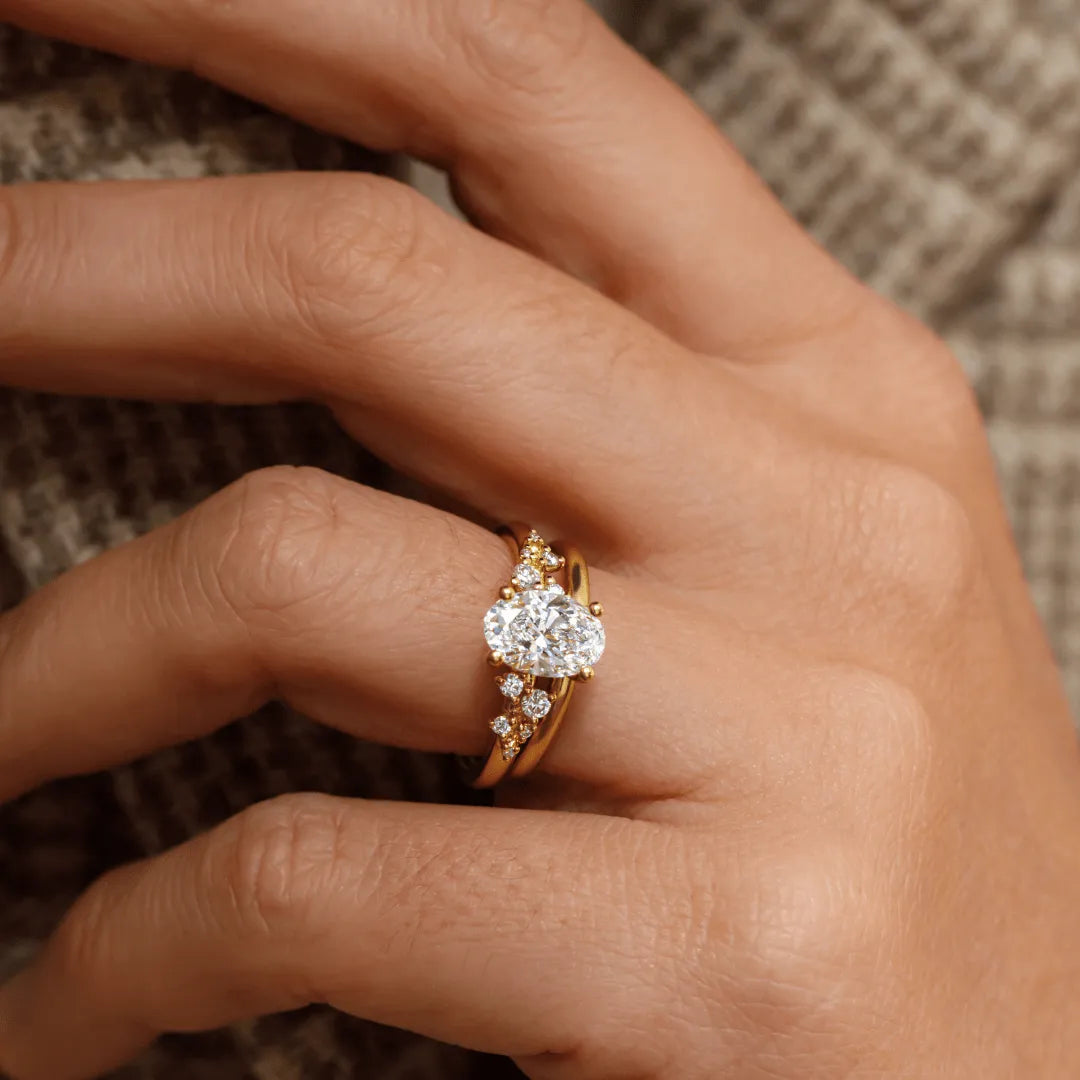 Oval Diamond Cluster Engagement Ring
