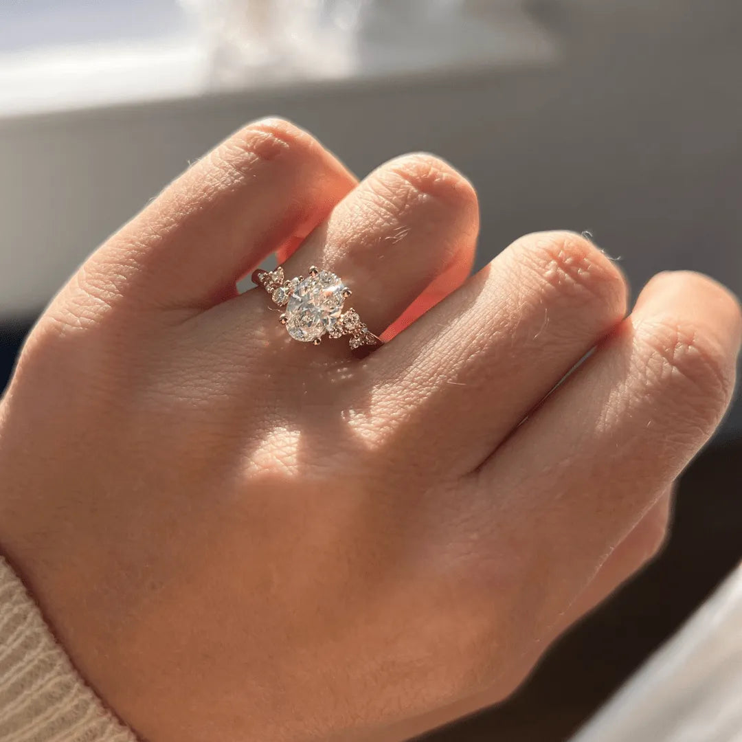 Oval Diamond Cluster Engagement Ring