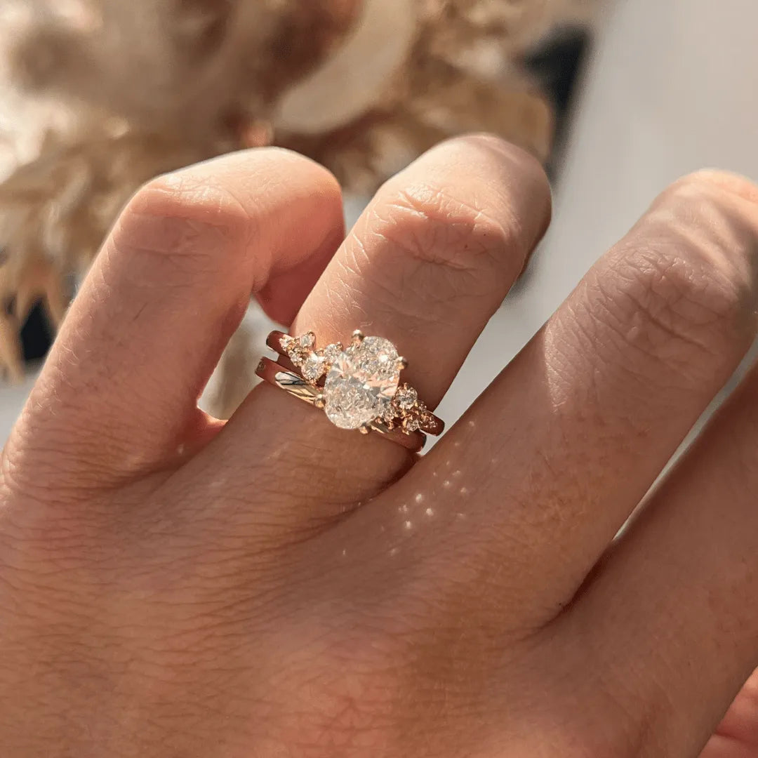 Oval Diamond Cluster Engagement Ring