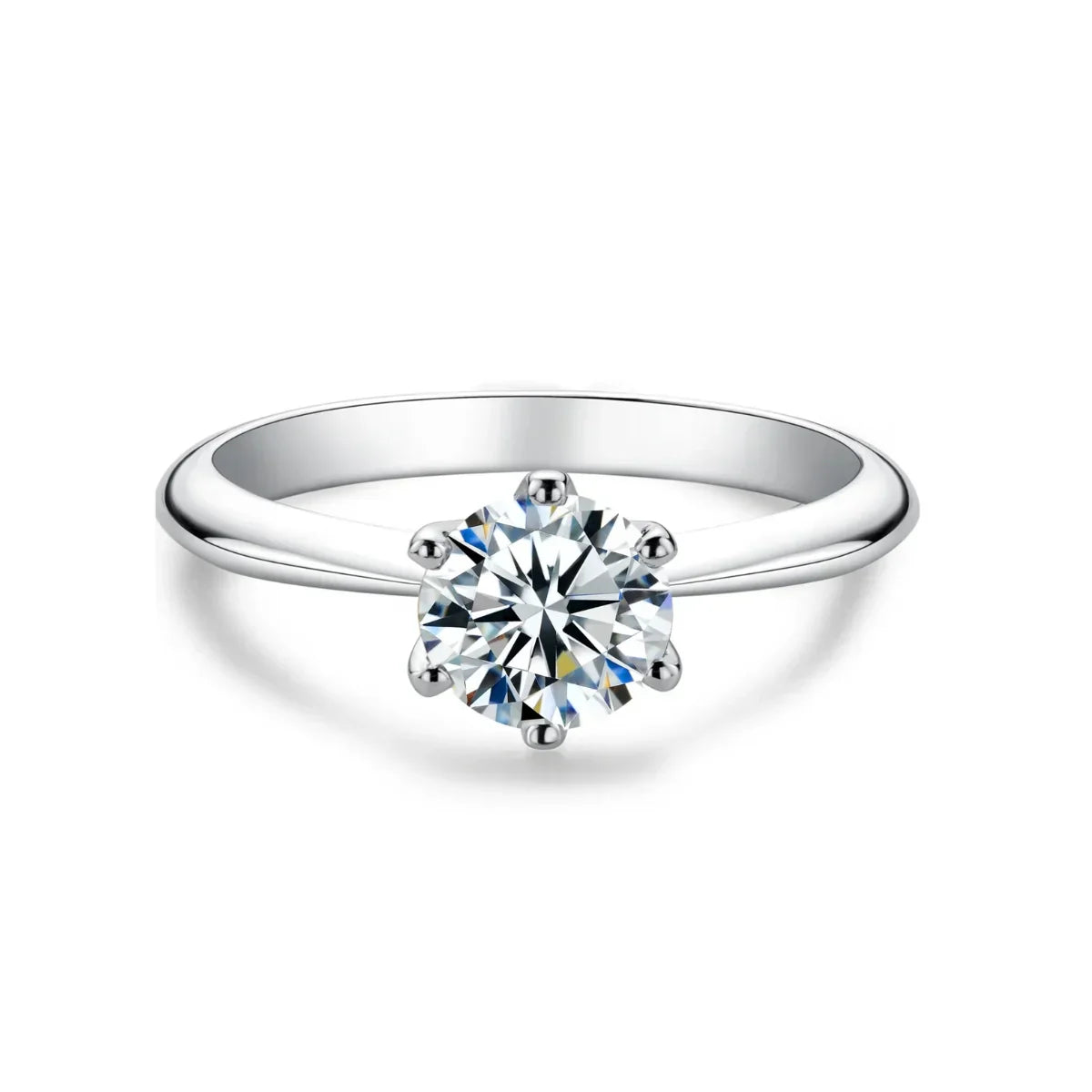 VVS1 Round Cut Solitaire Moissanite Engagement Ring