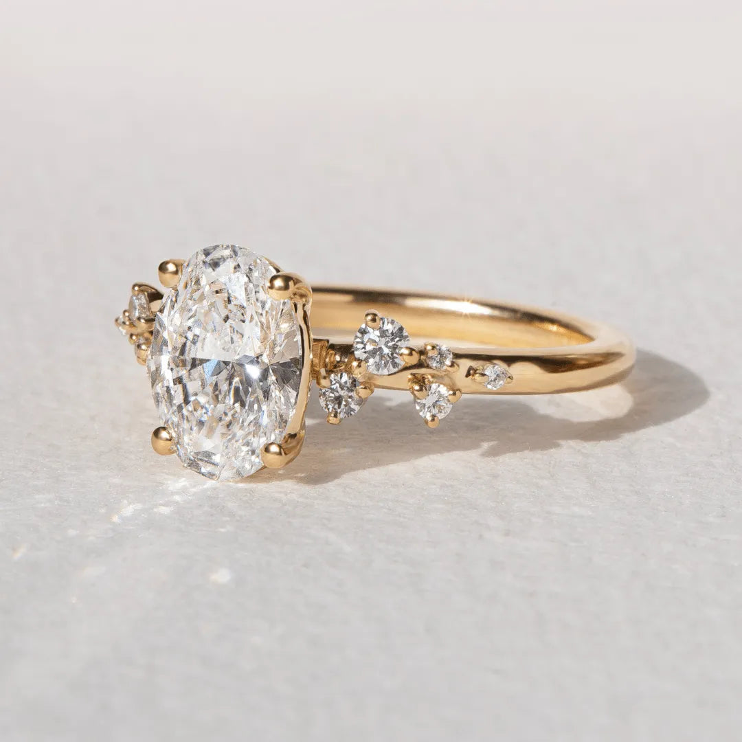 Oval Diamond Cluster Engagement Ring