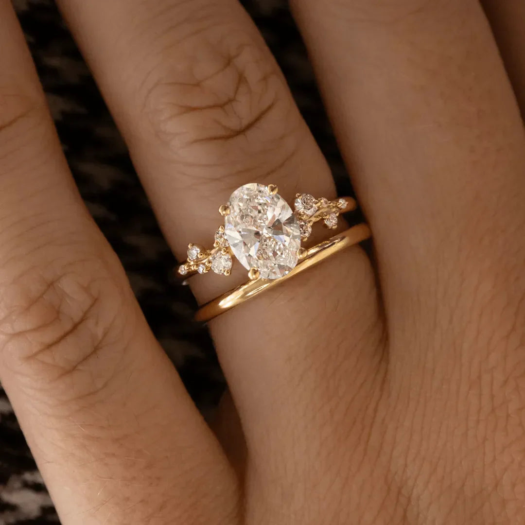 Oval Diamond Cluster Engagement Ring