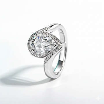 2.5 CT Pear Cut Moissanite Halo Engagement Ring