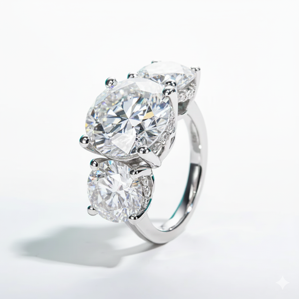 11CTTW Round Cut Moissanite Engagement Ring