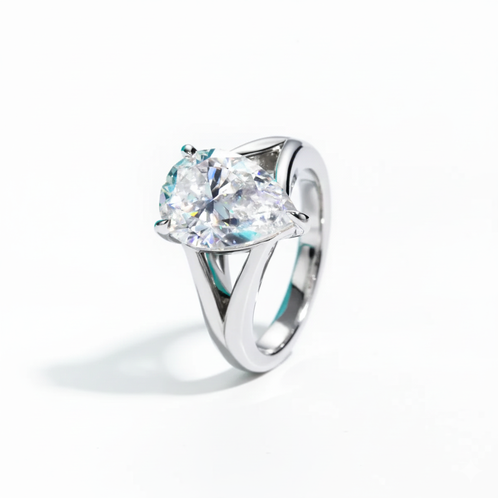 5 CT Pear Cut Moissanite Engagement Wedding Ring