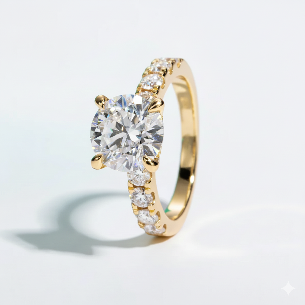 4.3CT D Color Moissanite Engagement Ring