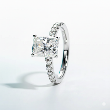 3CT D Color Radiant Cut Moissanite Engagement Ring