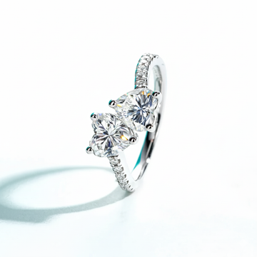 2 Carat Heart Cut Twin Moissanite Engagement Ring
