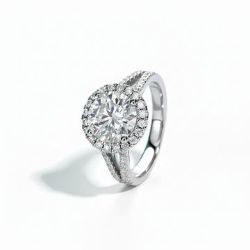 3 CT Round Cut Moissanite Halo Engagement Ring