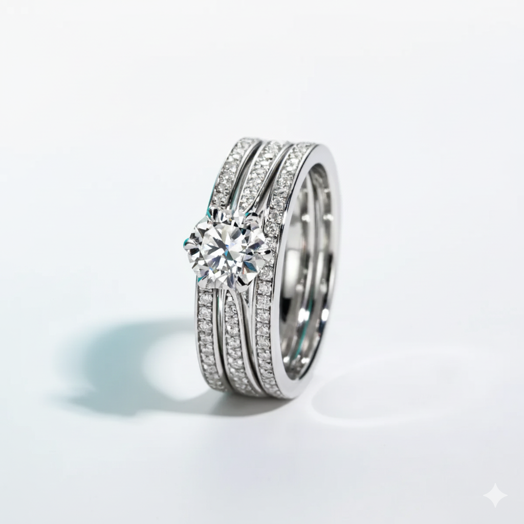 1 CT Moissanite Engagement Bridal Ring Set