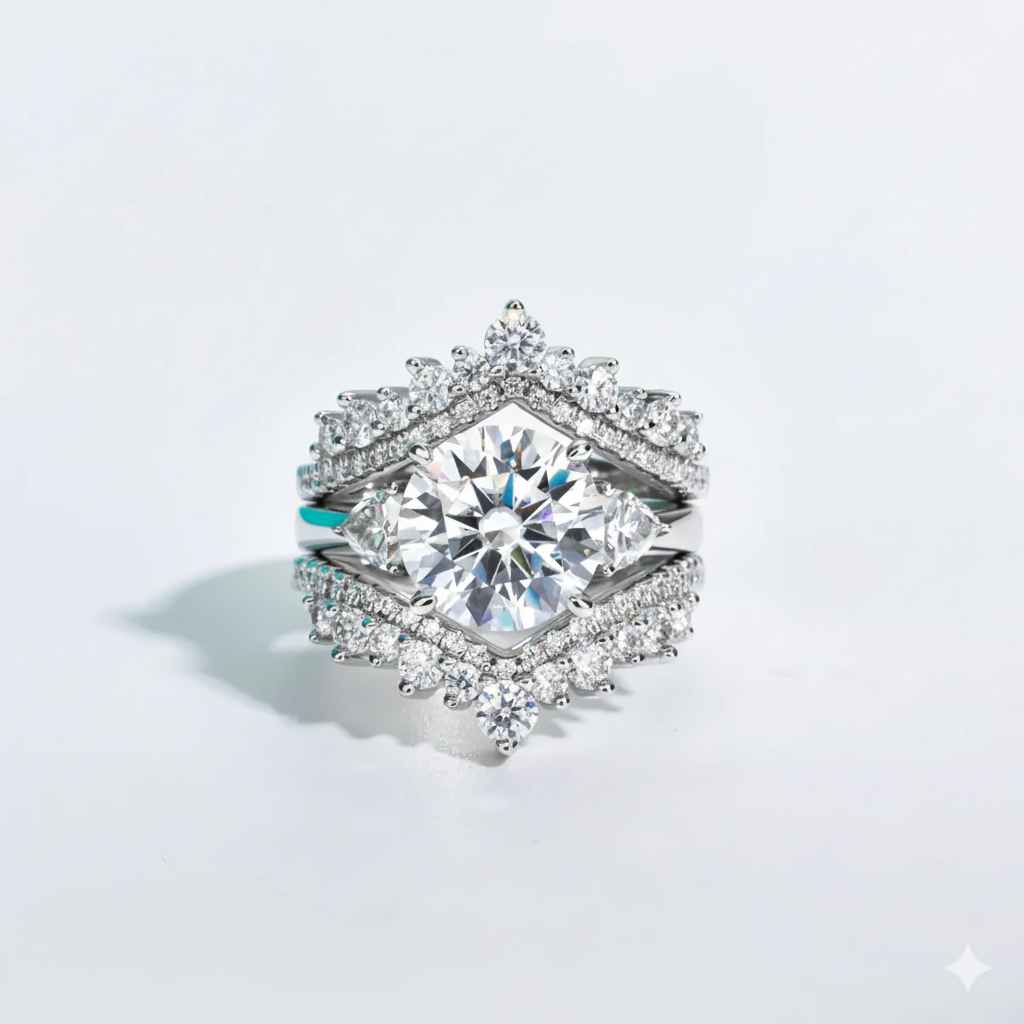 4.6 Carat D Color Moissanite Engagement Wedding Ring