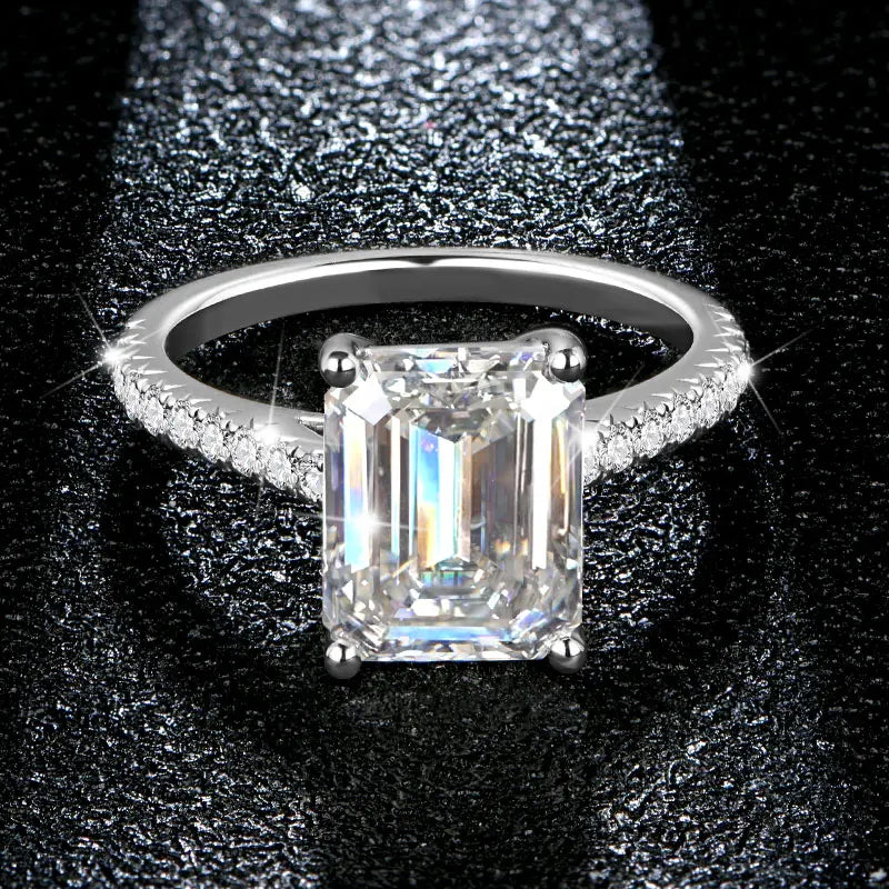 3 CT Emerald Cut Moissanite Engagement Ring
