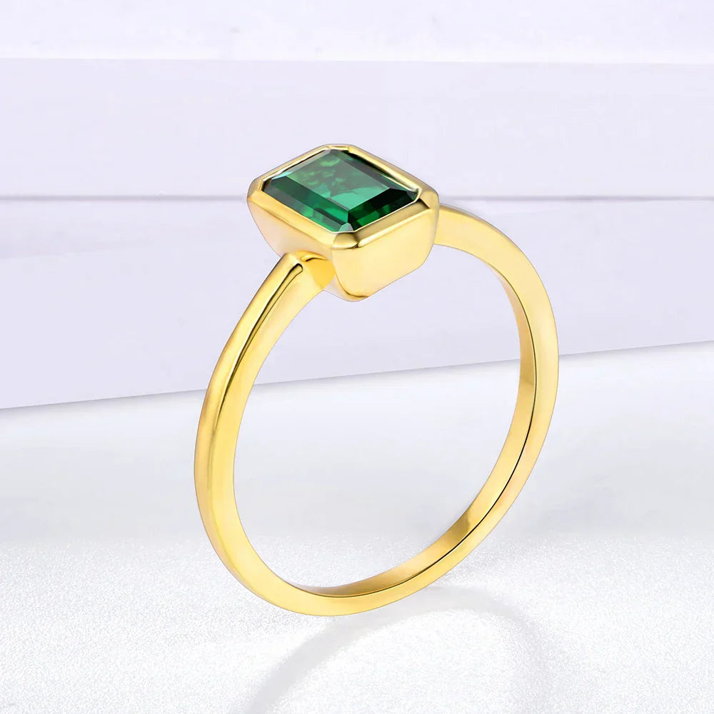 1 CT Emerald Cut 18K Gold Plated Promise Ring
