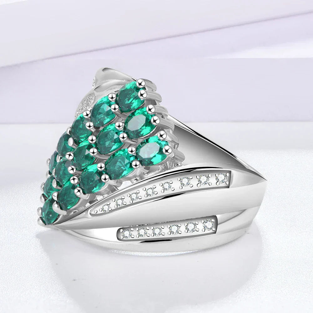 VVS1 Lab Grown Emerald Gemstone Ring