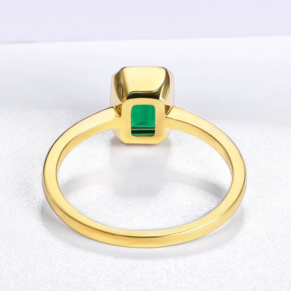 1 CT Emerald Cut 18K Gold Plated Promise Ring