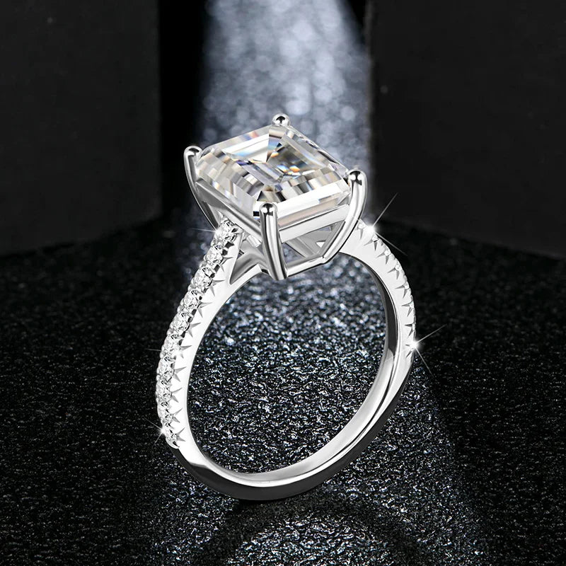 3 CT Emerald Cut Moissanite Engagement Ring