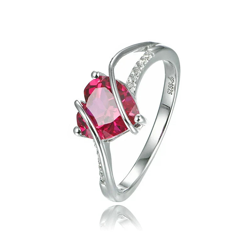 VVS1 D Color Heart Shape Ruby Promise Ring – 2.5 Carats