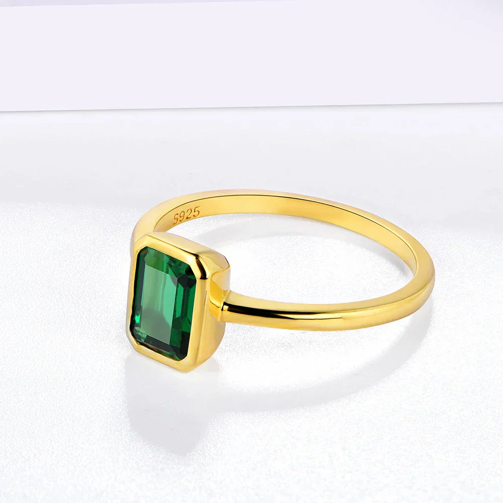 1 CT Emerald Cut 18K Gold Plated Promise Ring