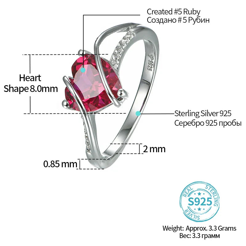 VVS1 D Color Heart Shape Ruby Promise Ring – 2.5 Carats