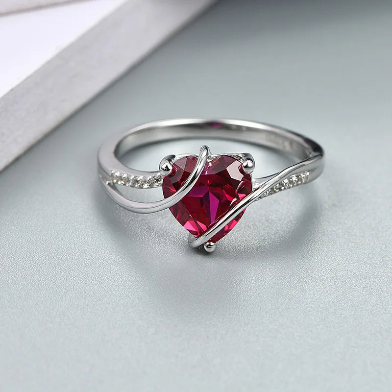 VVS1 D Color Heart Shape Ruby Promise Ring – 2.5 Carats