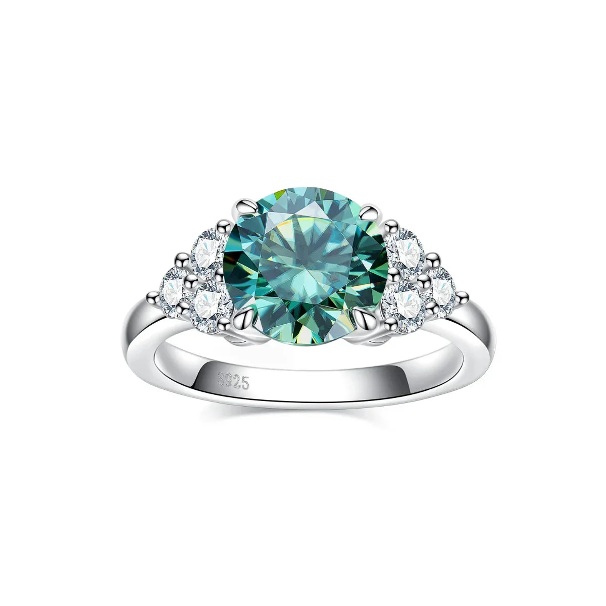 3 CT Round Cut Green Stone Moissanite Engagement Ring
