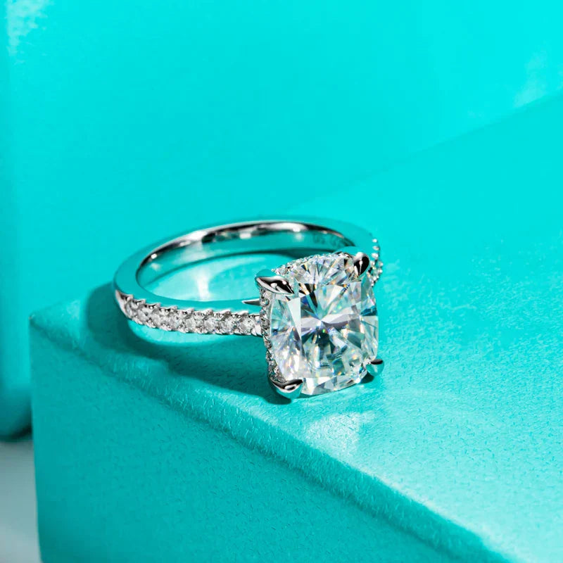 5CT Cushion Cut D Color Moissanite Engagement Ring