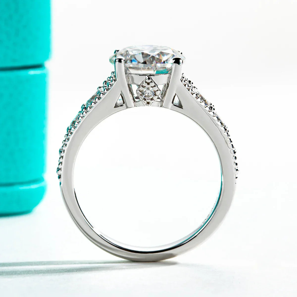 3 CT Round Cut Moissanite Engagement Ring