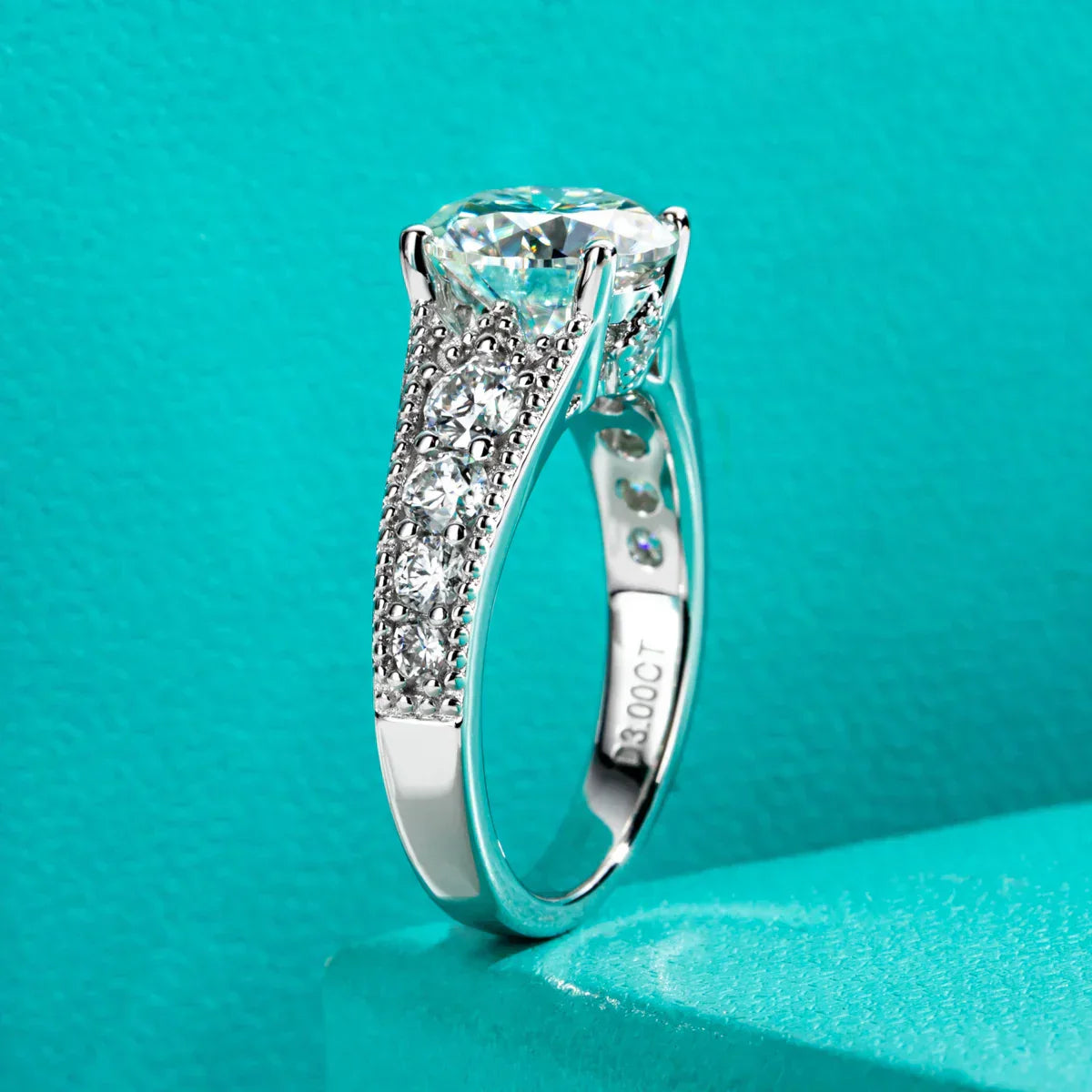 3 CT Round Cut Moissanite Engagement Ring