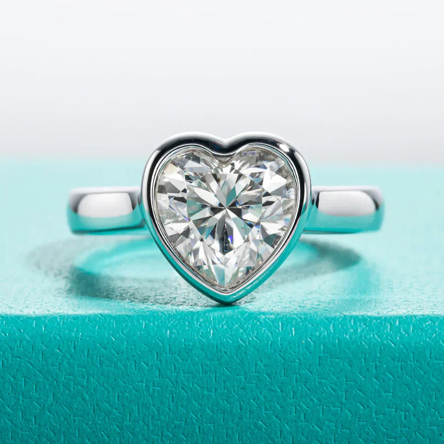 3 CT Heart Cut Moissanite Engagement Bezel Ring