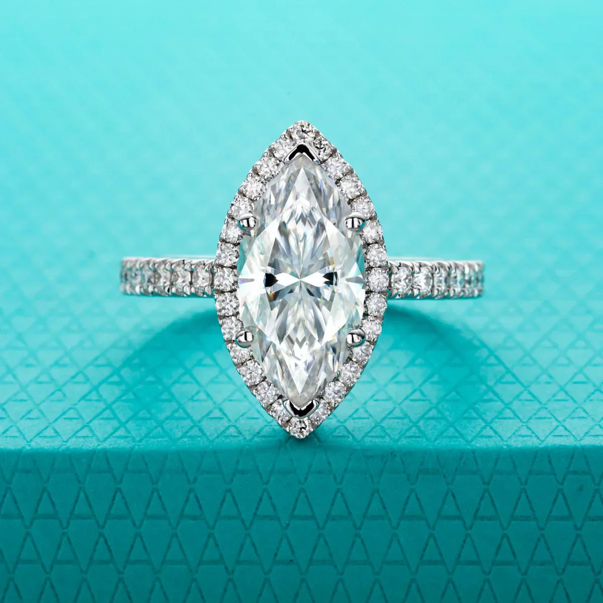 3 CT Marquise Cut Moissanite Halo Engagement Ring