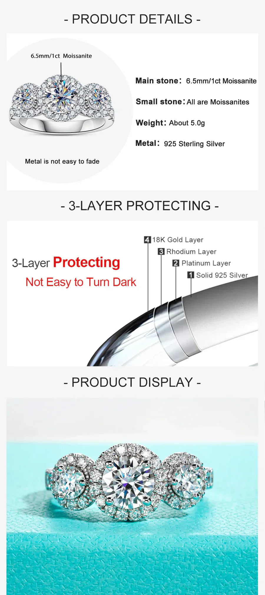 2.22 CTTW D Color Moissanite Engagement Ring