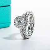 2 CT Oval Cut Moissanite Bridal Ring Set
