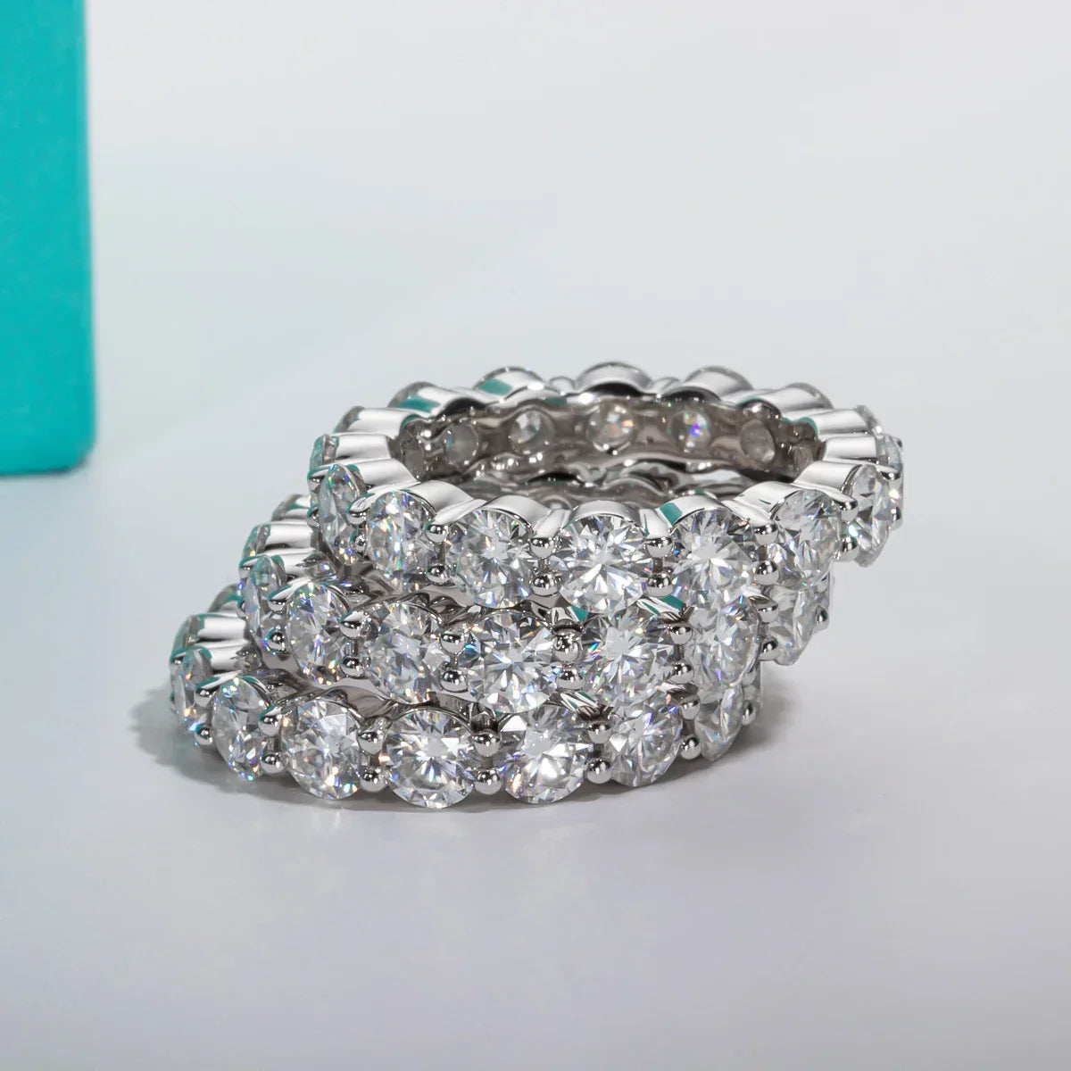 3MM Round Cut D Color Moissanite Eternity Band