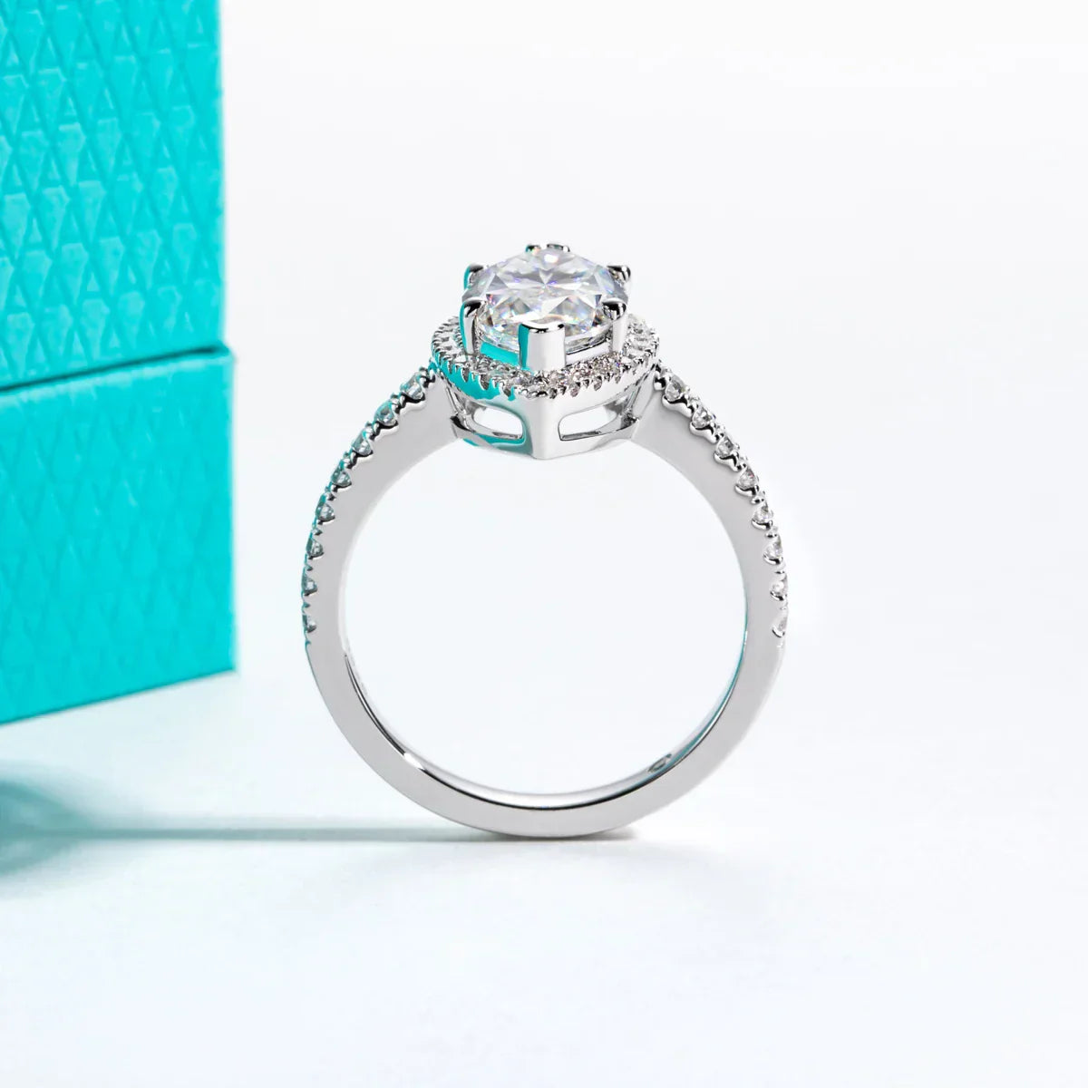 3 CT Marquise Cut Moissanite Halo Engagement Ring