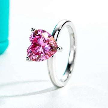 3CT Heart Cut Sakura Pink Moissanite Engagement Ring
