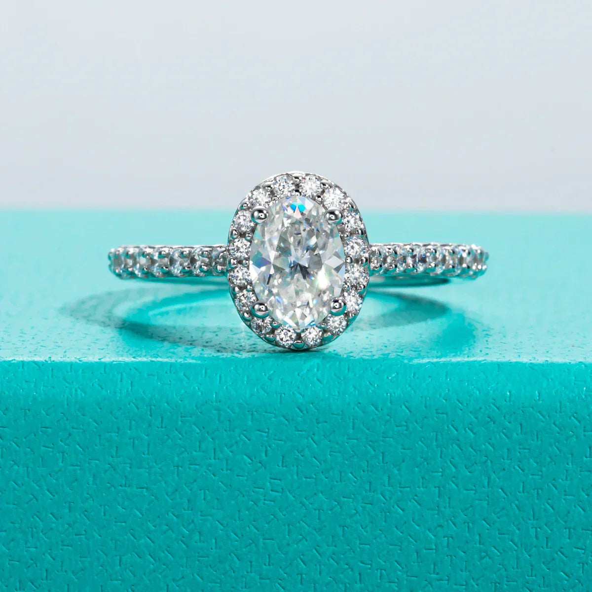 1 CT Oval Cut Moissanite Halo Engagement Wedding Ring