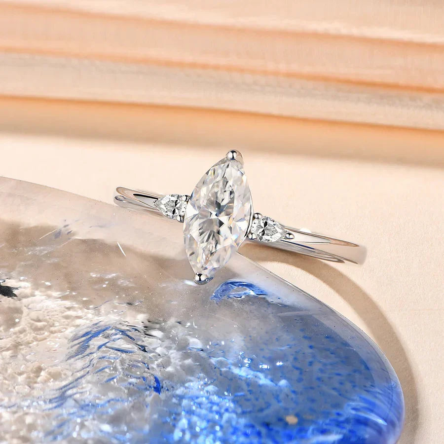 1 CT Marquise Cut Moissanite Engagement Ring