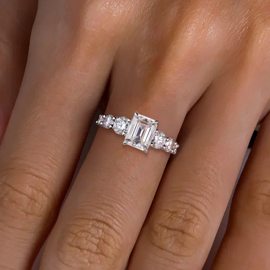 3 CT Emerald Cut Moissanite Engagement Ring