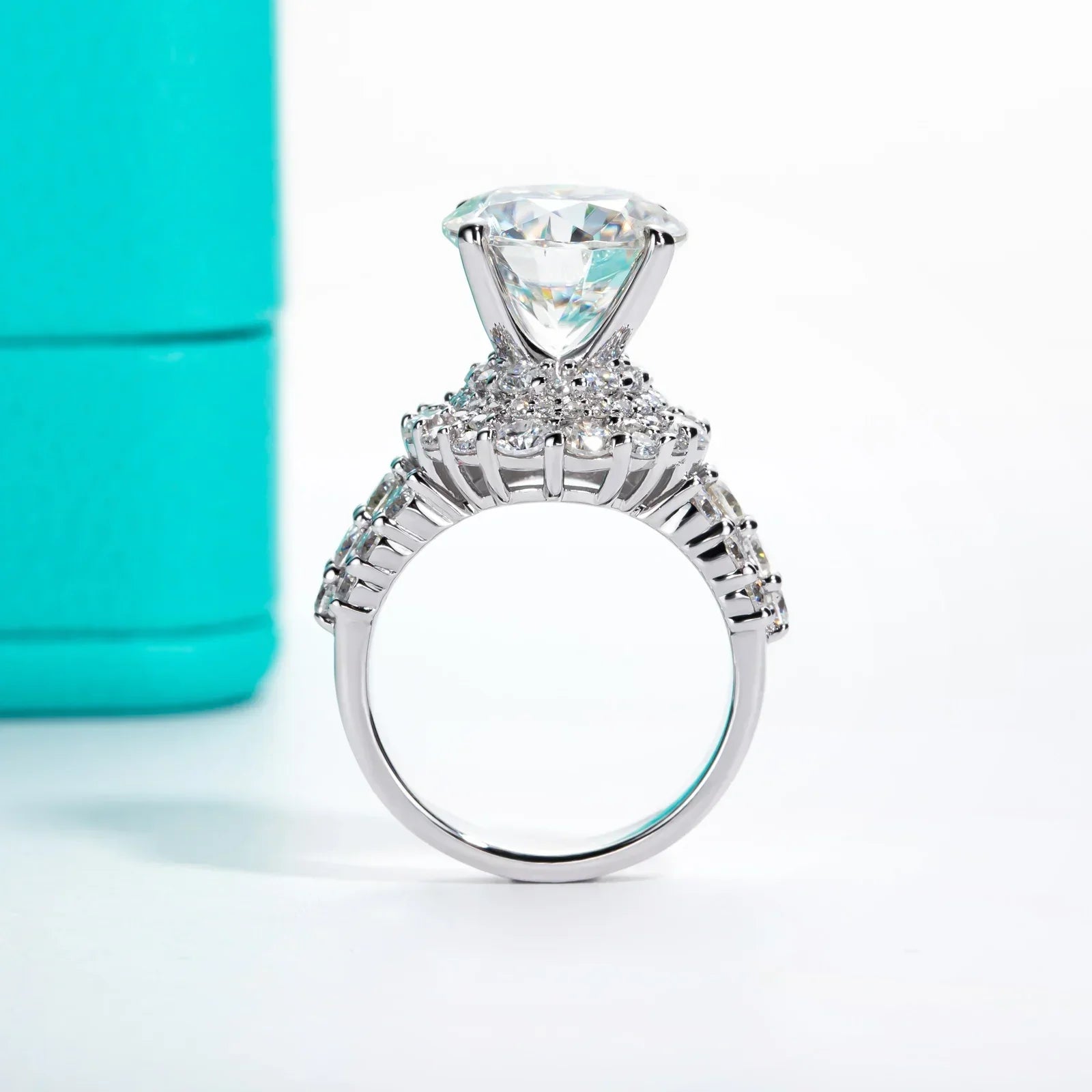 4.92 CTTW Moissanite Halo Engagement Ring