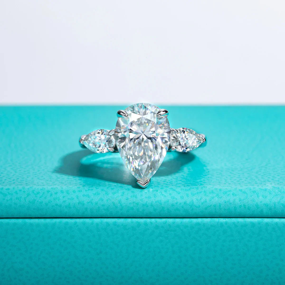 6 CTTW Pear Cut Moissanite Engagement Ring