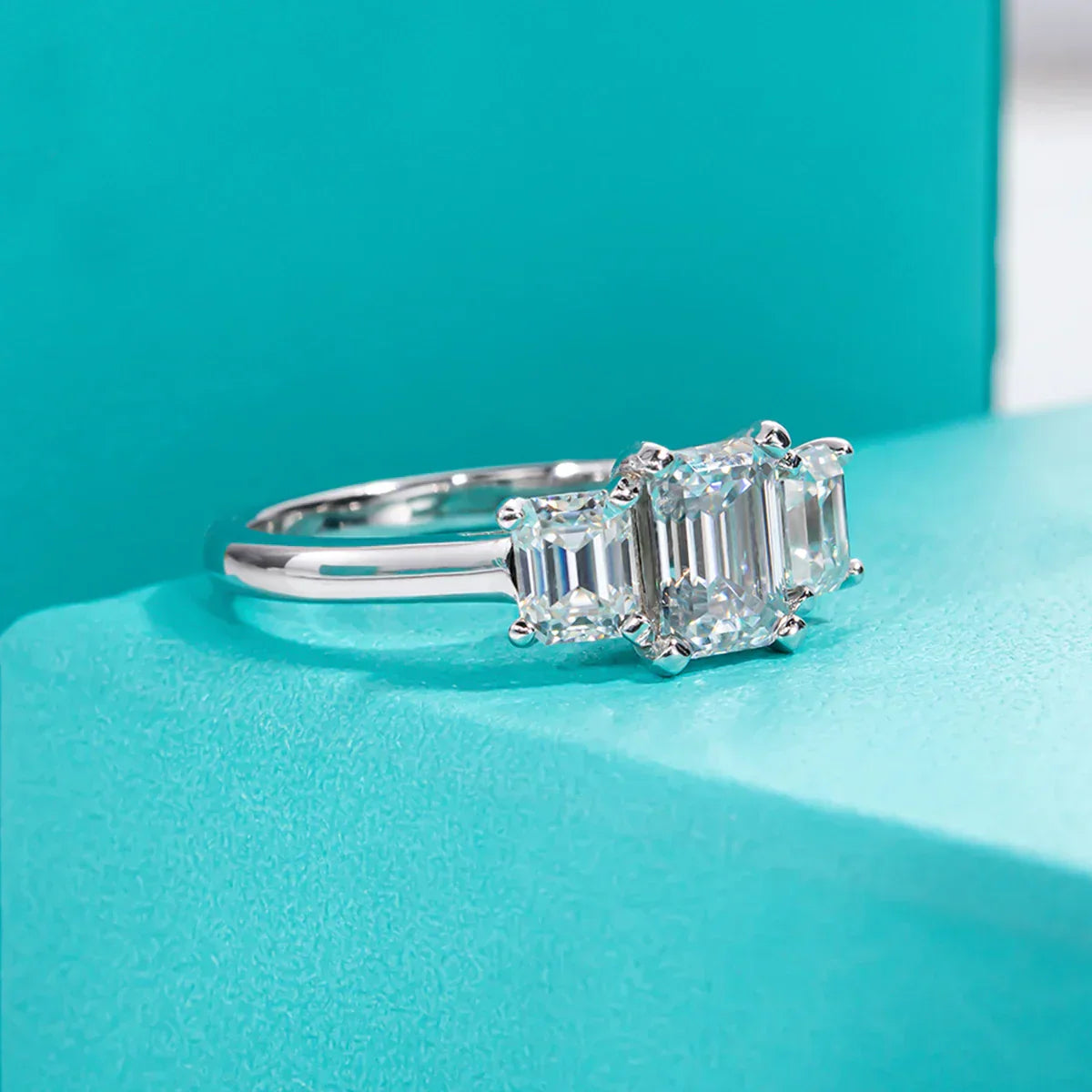 1.8 CTTW Emerald Cut Moissanite Engagement Ring