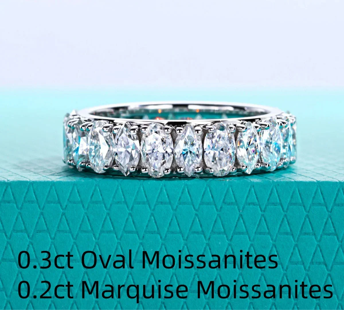 0.3 CT Oval & 0.2 CT Marquise Cut Moissanite Eternity Band