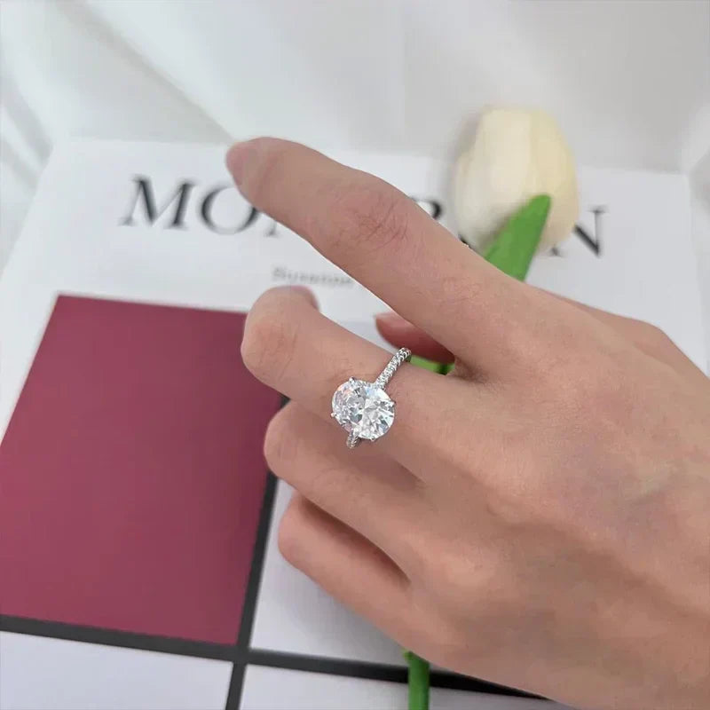 VVS1 D Color 3 CT Oval Cut Moissanite Engagement Ring