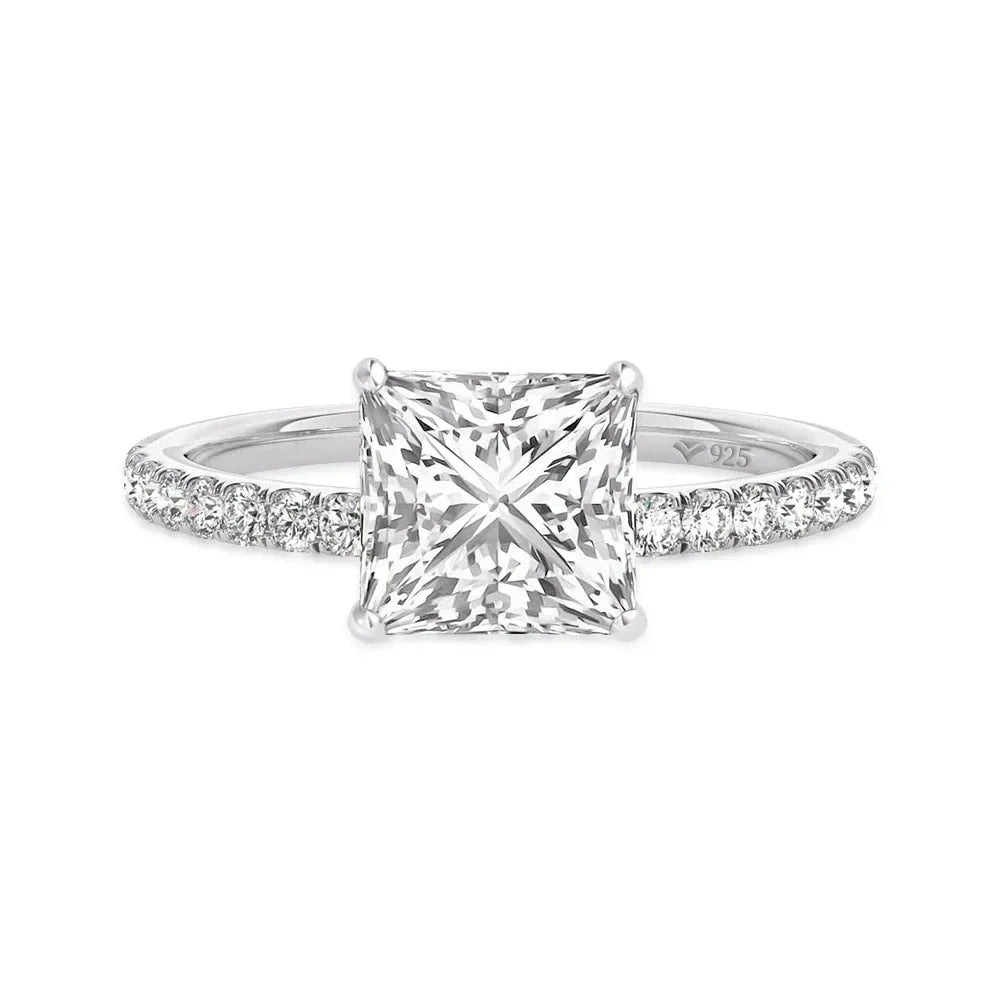 3 CT Princess Cut Moissanite Engagement Ring