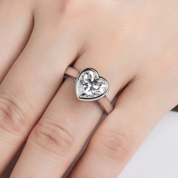 3 CT Heart Cut Moissanite Engagement Bezel Ring