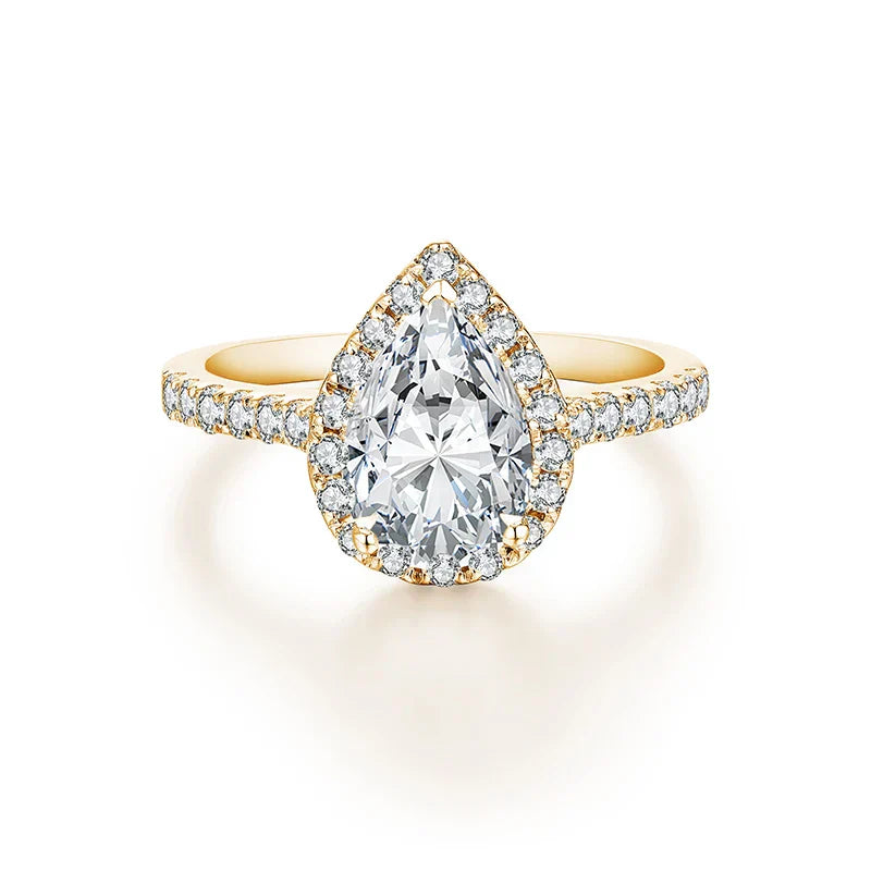 2.0 CT Pear Cut Moissanite Engagement Ring