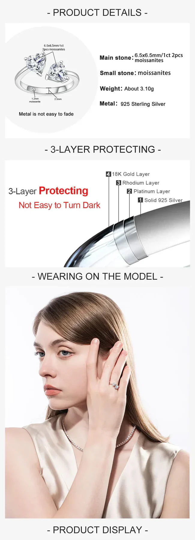 2 Carat Heart Cut Twin Moissanite Engagement Ring