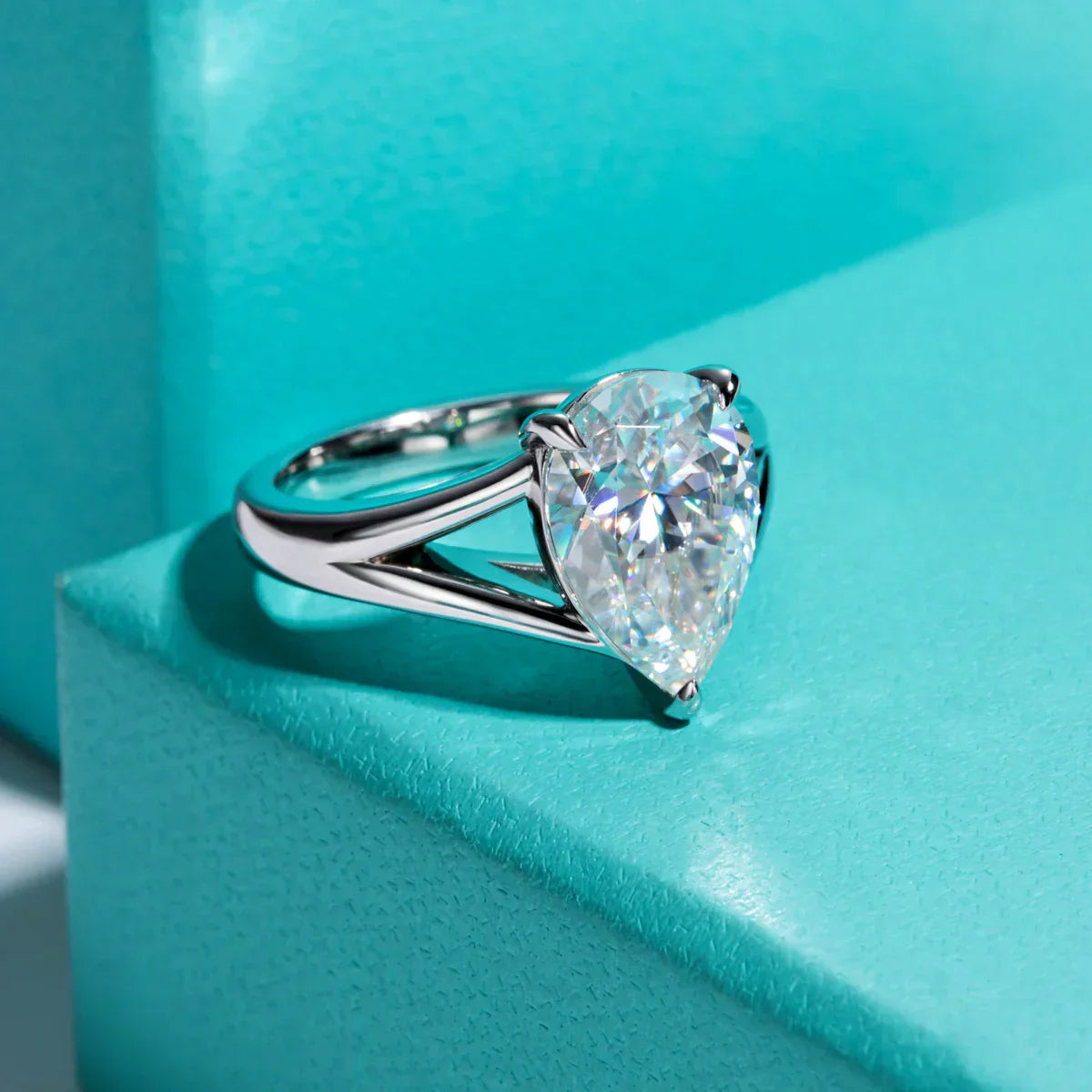 5 CT Pear Cut Moissanite Engagement Wedding Ring