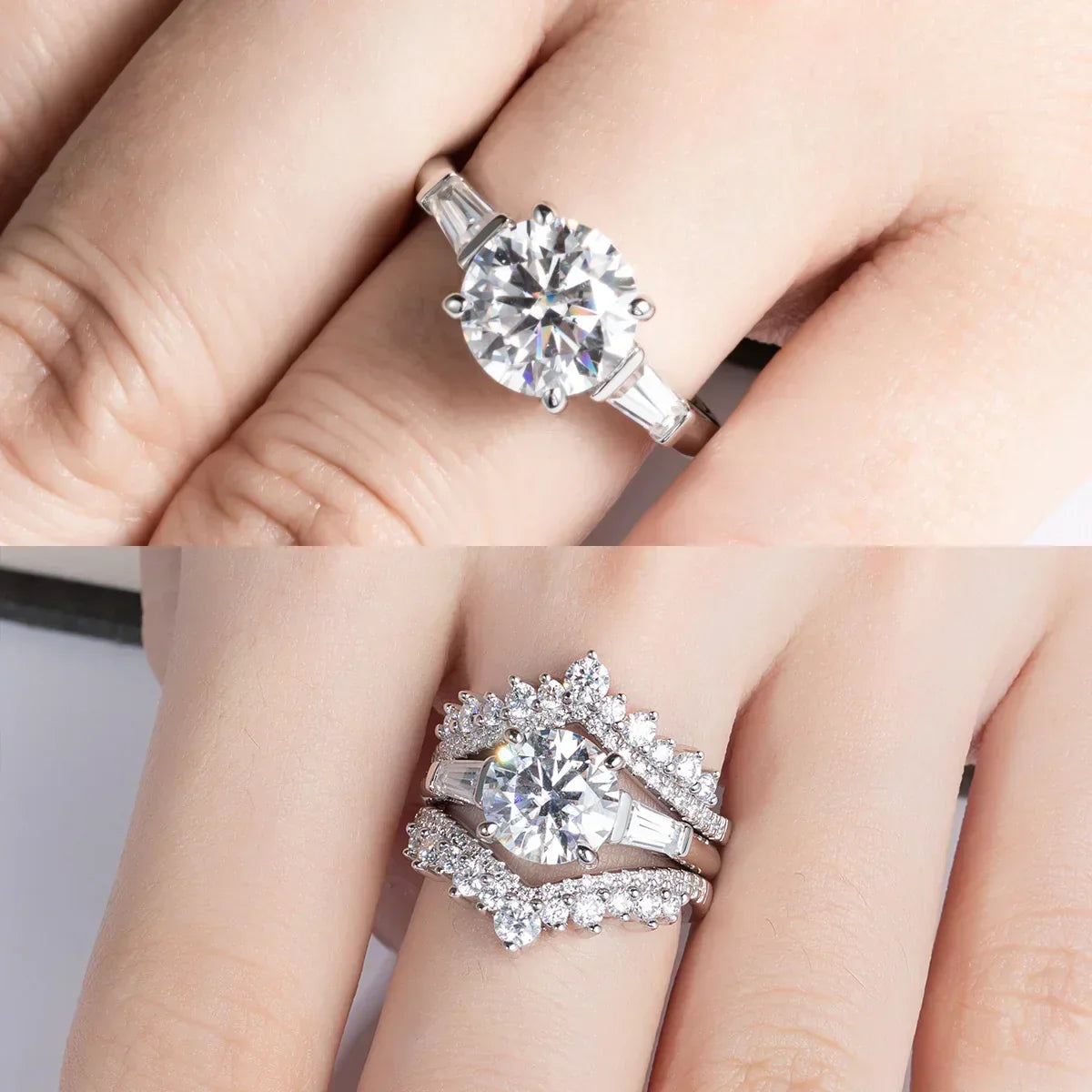 3 CT Round Cut Moissanite Engagement Ring